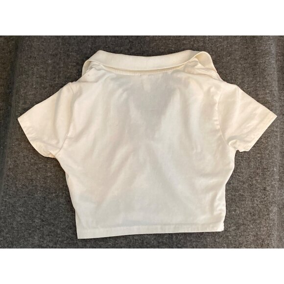 2 H&M Divided SS Crop Top Blue Tee T Shirt & White Crop Top V Neck Collar XS - Picture 5 of 8